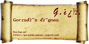 Gorzsás Ágnes névjegykártya